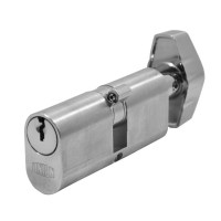 Union 2X13 Oval Key and Turn Cylinder - 65mm - Satin Chrome