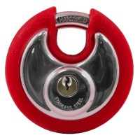 Asec Coloured Bumper Discus Padlock - Red