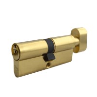 Asec 5 Pin Key and Turn Euro Cylinder 70mm 35/35 Polished Brass