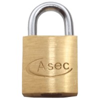 Asec Standard Shackle 3 Pin Brass Padlock Keyed Alike 20mm