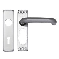 Asec Aluminium Door Handle On Plate Lever Lock Silver
