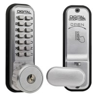 Lockey 2435K Keypad Digital Door Lock with Key Override Satin Chrome