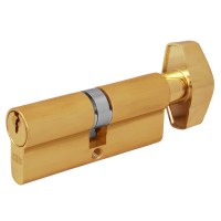 Union 2x19 5 Pin Euro Key and Turn Cylinder 74mm Brass