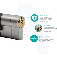 Asec Vital Snap Resistant 6 Pin Euro Double Cylinders