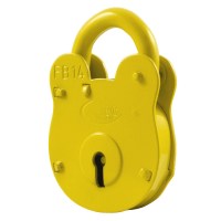 Asec FB14 Fire Brigade Padlock 4 Lever Old English Style - Yellow
