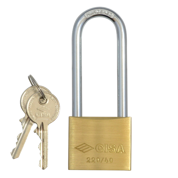 CISA 22011-41 Long Shackle 5 Pin Brass Padlock 41mm