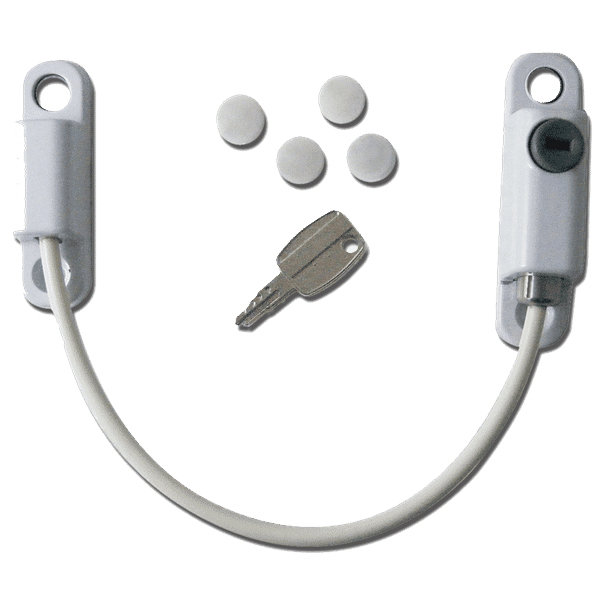 Asec Lockable Cable Window Restrictor - White
