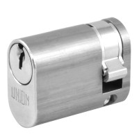 Union 2x8 5 Pin Oval Cylinder Single 40mm Satin Chrome Master Keyed CABD