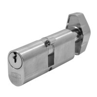 Union 2X13 Oval Key and Turn Cylinder - 74mm - Satin Chrome Master Keyed HSSM