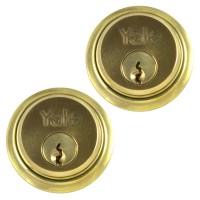 Yale 1122 5 Pin Keyed Alike Pair Cylinder Brass