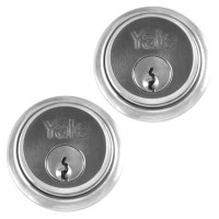 Yale 1122 5 Pin Keyed Alike Pair Cylinder Satin Chrome