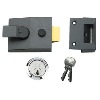 Yale 88 Cylinder Nightlatch 92mm Dark Grey Case Satin Chrome Cylinder