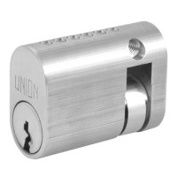 Union 2x1 5 Pin Oval Cylinder Single 40mm Satin Chrome Keyed Alike