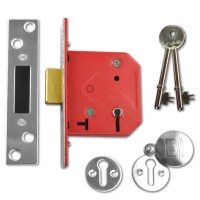 Union 2101 5 Lever Dead lock 64mm Satin Chrome Keyed Alike