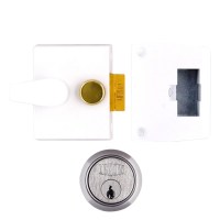 Union 1047 Nightlatch 60mm White Case Satin Chrome Cylinder