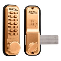 Lockey 2200 Keyless Digital Door Lock with Sliding Dead Bolt Polished Brass