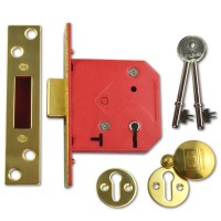 Union 2101 5 Lever Dead Lock 76mm Polished Brass Keyed Alike