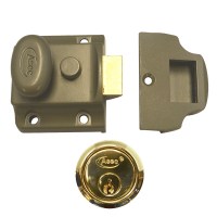 ASEC Traditional Nightlatch Narrow Grey Case Polished Brass Cylinder 60mm