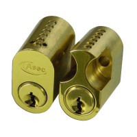 ASEC 6-Pin Scandinavian Oval Cylinder Pair Brass