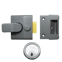 Asec Deadlocking Nightlatch 60mm Dark Grey Case Satin Chrome Cylinder