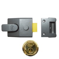 Asec Deadlocking Nightlatch 90mm Dark Grey Case Brass Cylinder