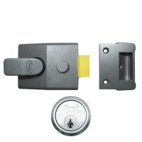 Asec Deadlocking Nightlatch 90mm Dark Grey Case Satin Chrome Cylinder