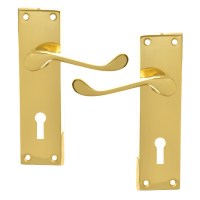 Asec Victorian Door Furniture Lever Scroll Handle Mortice Lock Brass