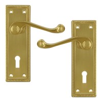 Asec Georgian Door Furniture Handle Lever-Lock Brass