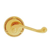 Asec Georgian Door Furniture Handle on Round Rose Brass