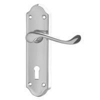 Asec Ashstead Door Furniture Handle Lever Lock Long Plate Chrome