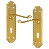 Asec Georgian Shaped Door Furniture Handle Lever Lock Brass
