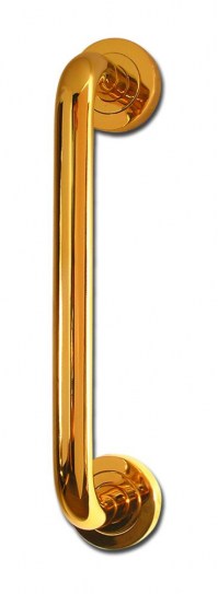 Asec Bolt Fix Pull Door Handle with Rose Polished Brass 225mm