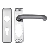 Asec Aluminium Door Handle On Plate Lever Lock Euro Profile Silver