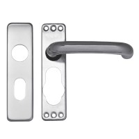 Asec Aluminium Door Handle On Plate Lever Lock Oval Profile Silver