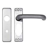 Asec Aluminium Door Handle On Plate Bathroom Lock Silver
