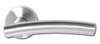 Asec Stainless Steel Door Furniture Handle on Round Rose Curved Handle