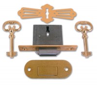 Asec 185 - 4 Lever Rolltop Desk Lock 82mm Brass