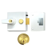 Union 1098 Nightlatch 85mm White Case Brass Cylinder