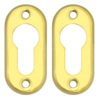 CISA 06012 Euro Escutcheon Pair Satin Brass