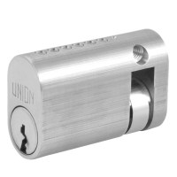 Union 2x1 5 Pin Oval Cylinder Single 44mm Satin Chrome Master Keyed WVL482
