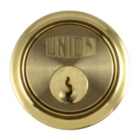 Union 1x1 5 Pin Rim Cylinder Polished Brass - Old Section Key