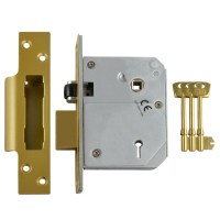 Chubb - Union 3K74E 5 Lever BS3621:2007 Sashlock 80mm Polished Brass