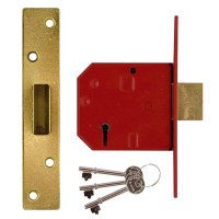 Union 2134E 5 Lever Dead lock 76mm Polished Brass