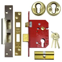 Union 222441E BS:3621 Euro Cylinder Mortice Sash Lock 80mm Brass