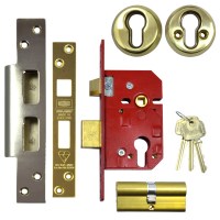 Union 222441E BS:3621 Euro Cylinder Mortice Sash Lock 67mm Brass