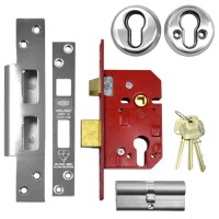 Union 222441E BS:3621 Euro Cylinder Mortice Sash Lock 67mm Satin Chrome