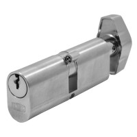 Union 2X13 Oval Key and Turn Cylinder - 85mm - Satin Chrome