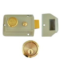 Union 1022 Cylinder Nightlatch Champagne Gold Case Brass Cylinder