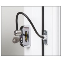 Jackloc Safety Cable Window Restrictor with Key Child Safety Chrome Body with Black Cable