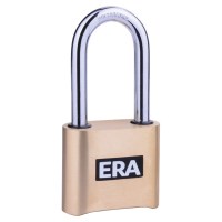 ERA Brass Body Padlock High Security Combination Long Shackle 50mm